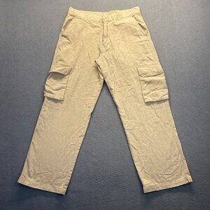 TRUST Cargo Pants Mens Size 36X30 Khaki Military Loose Y2K Linen Rayon